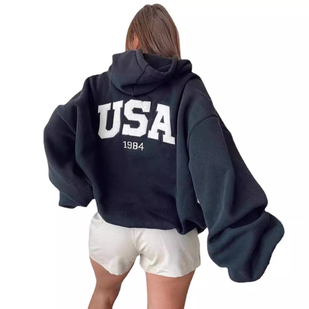 Women's Printed Hooded Sweatshirt Long Sleeve Pullover