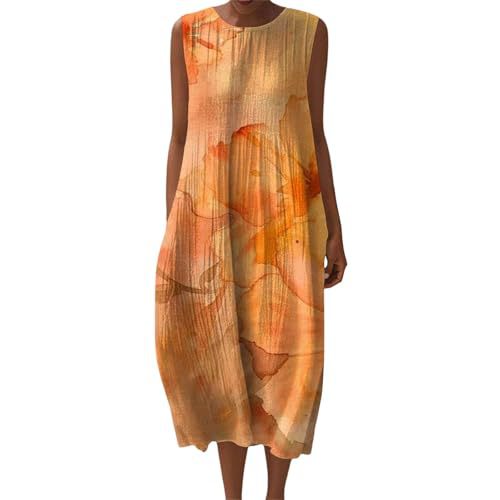 Women's Vintage Floral Print Sleeveless Midi Dress
