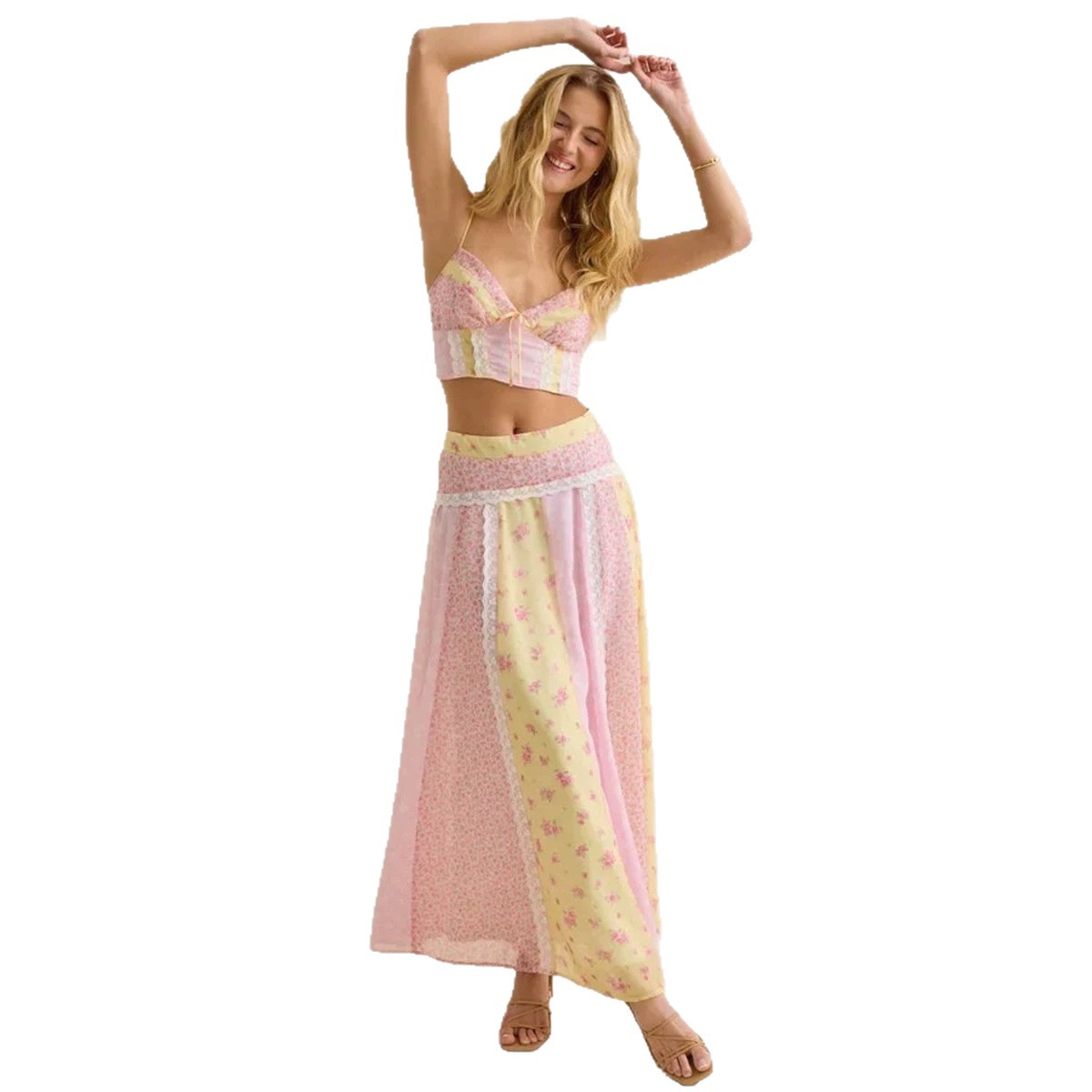 Floral Print Cami Top and Long Skirt Two-Piece Set