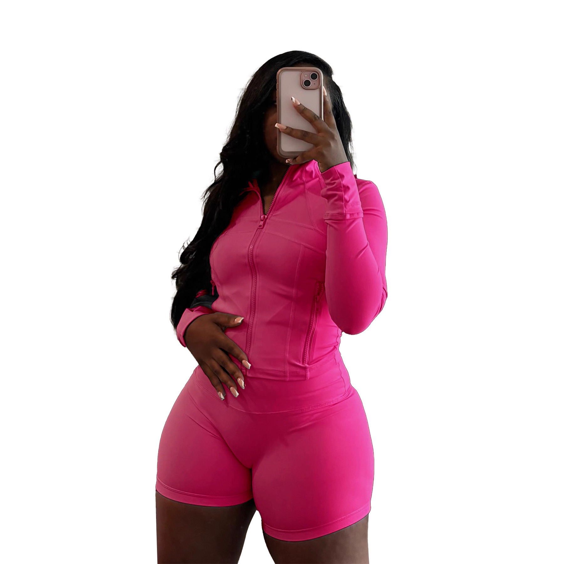 Women's Sexy Slim Fit Long Sleeve Top and Shorts Two-Piece Set