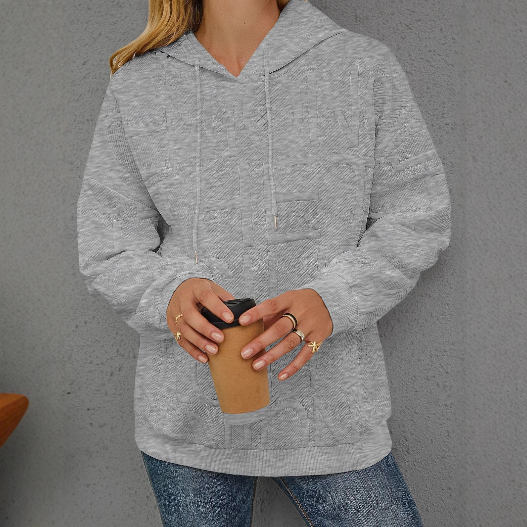 Women's Loose Fit 3D Print Hooded Pullover Sweatshirt