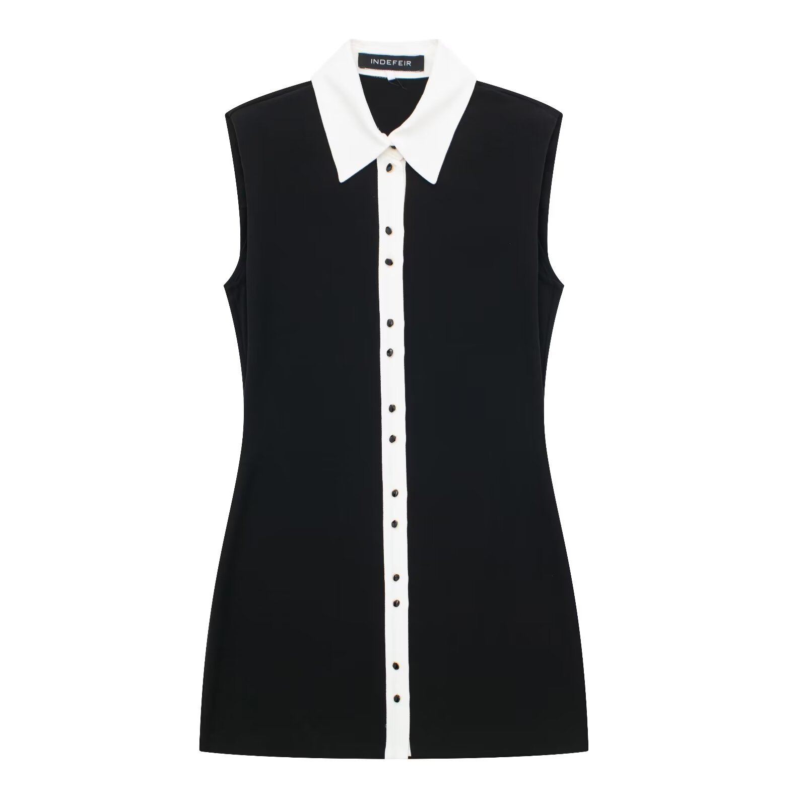 Sleeveless Crepe Bodycon Dress with Polo Collar