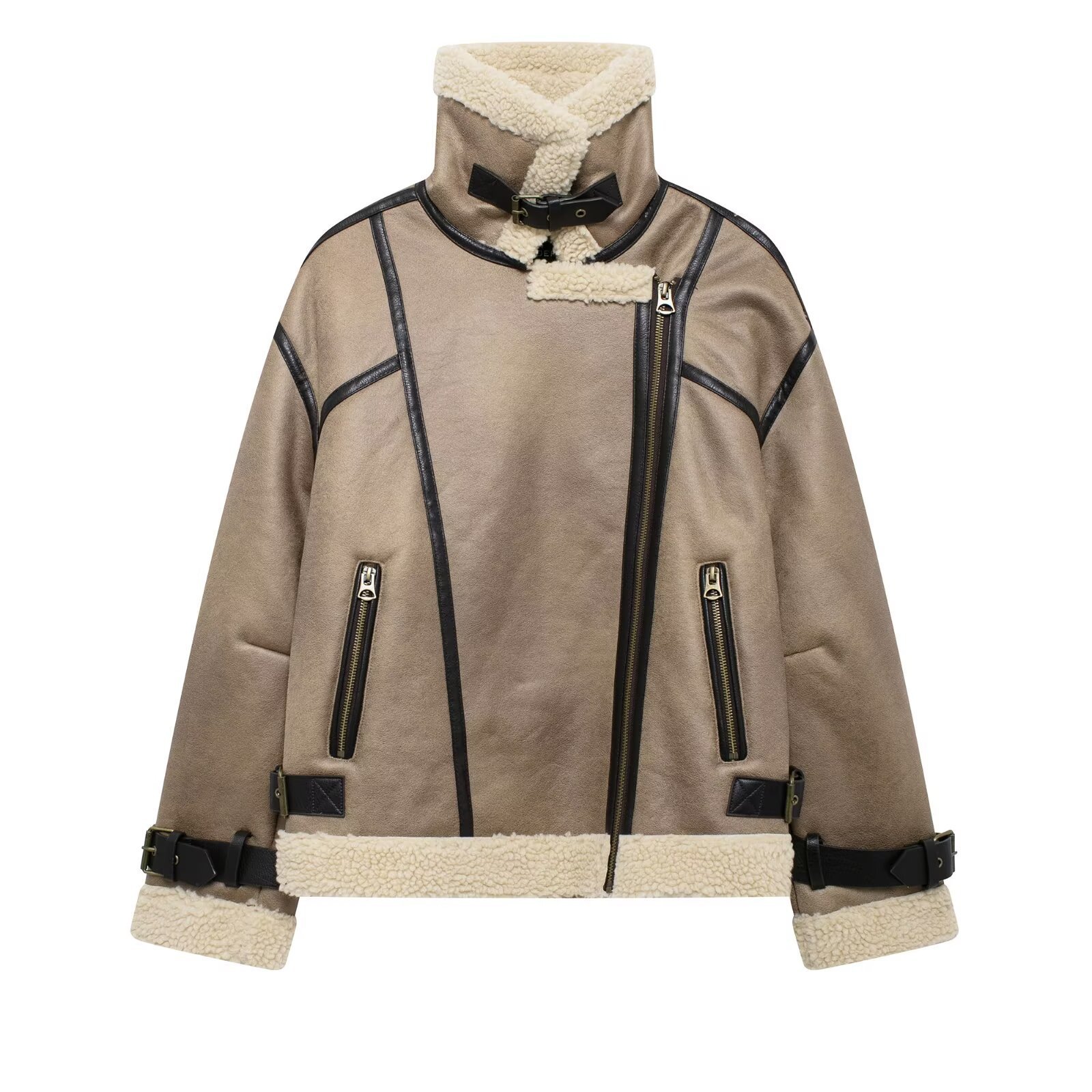 Women's Double-Sided Zip Jacket with Strap Hem Detail