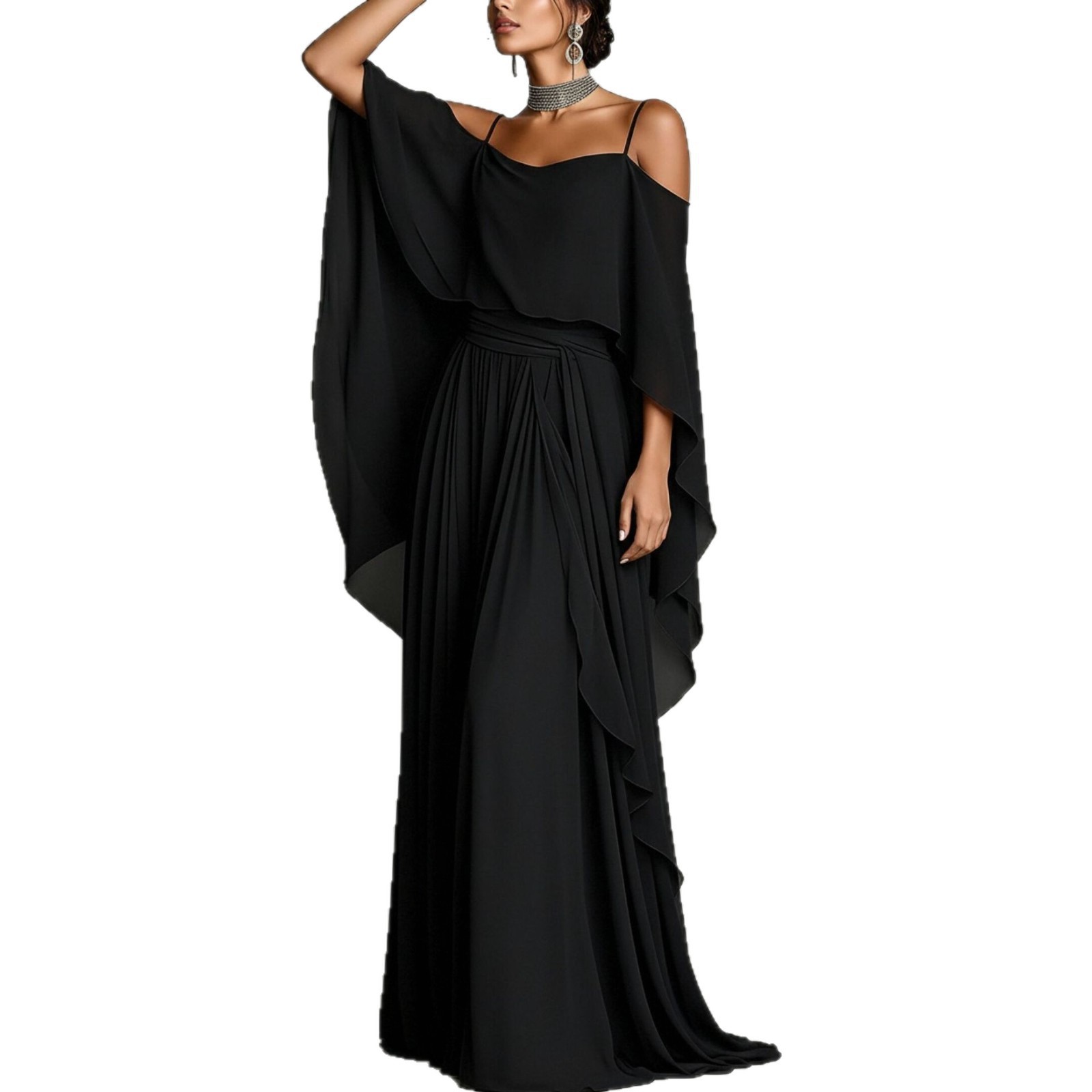 Women's Solid Color Tulle Pleated Cami Long Dress