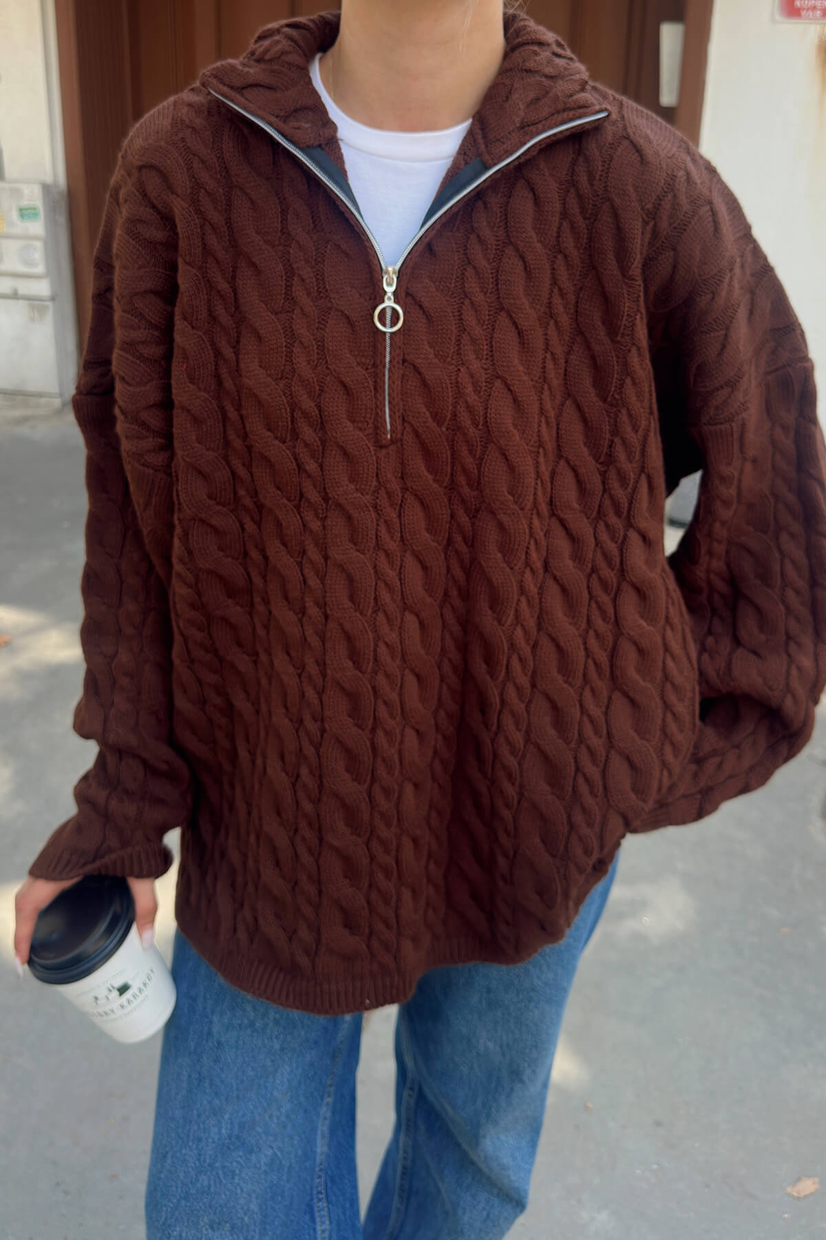 Half-Zip Knit Pullover Sweater with Collar
