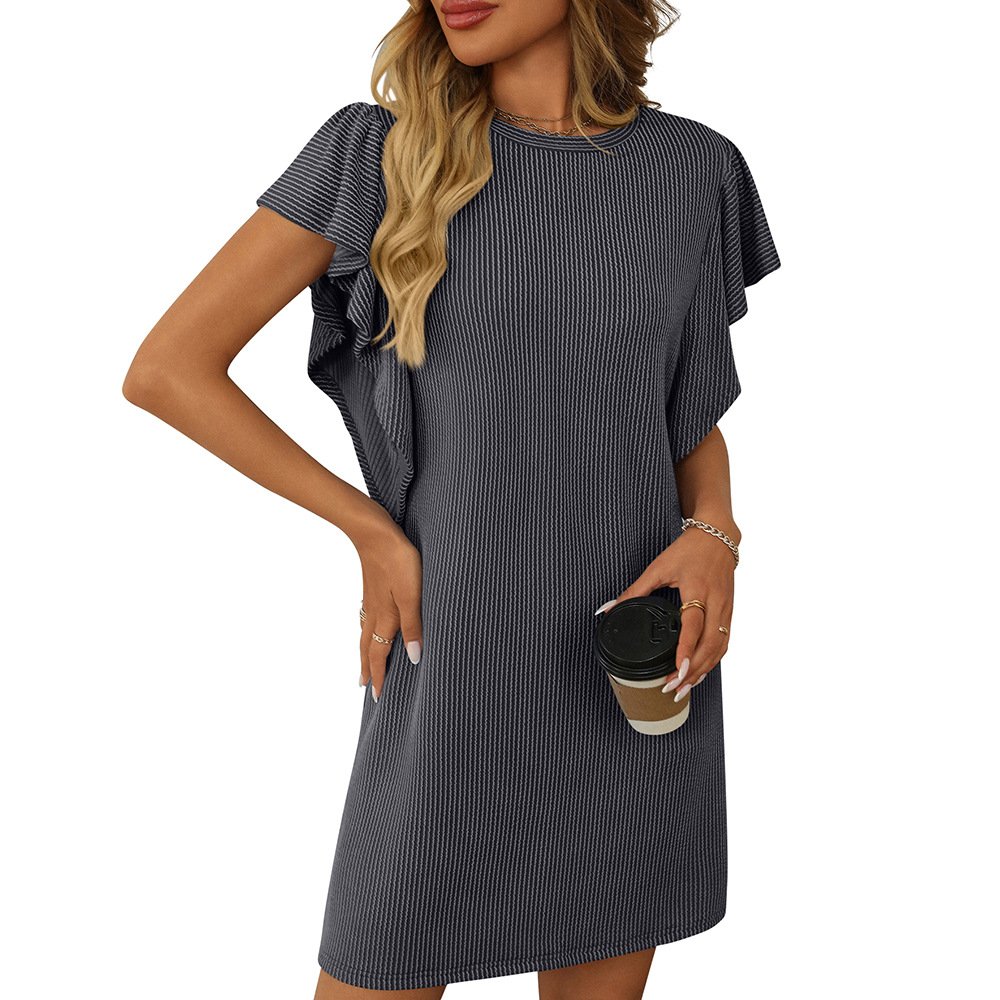 Women's Colorblock Twist Ruffle Sleeve Midi Dress
