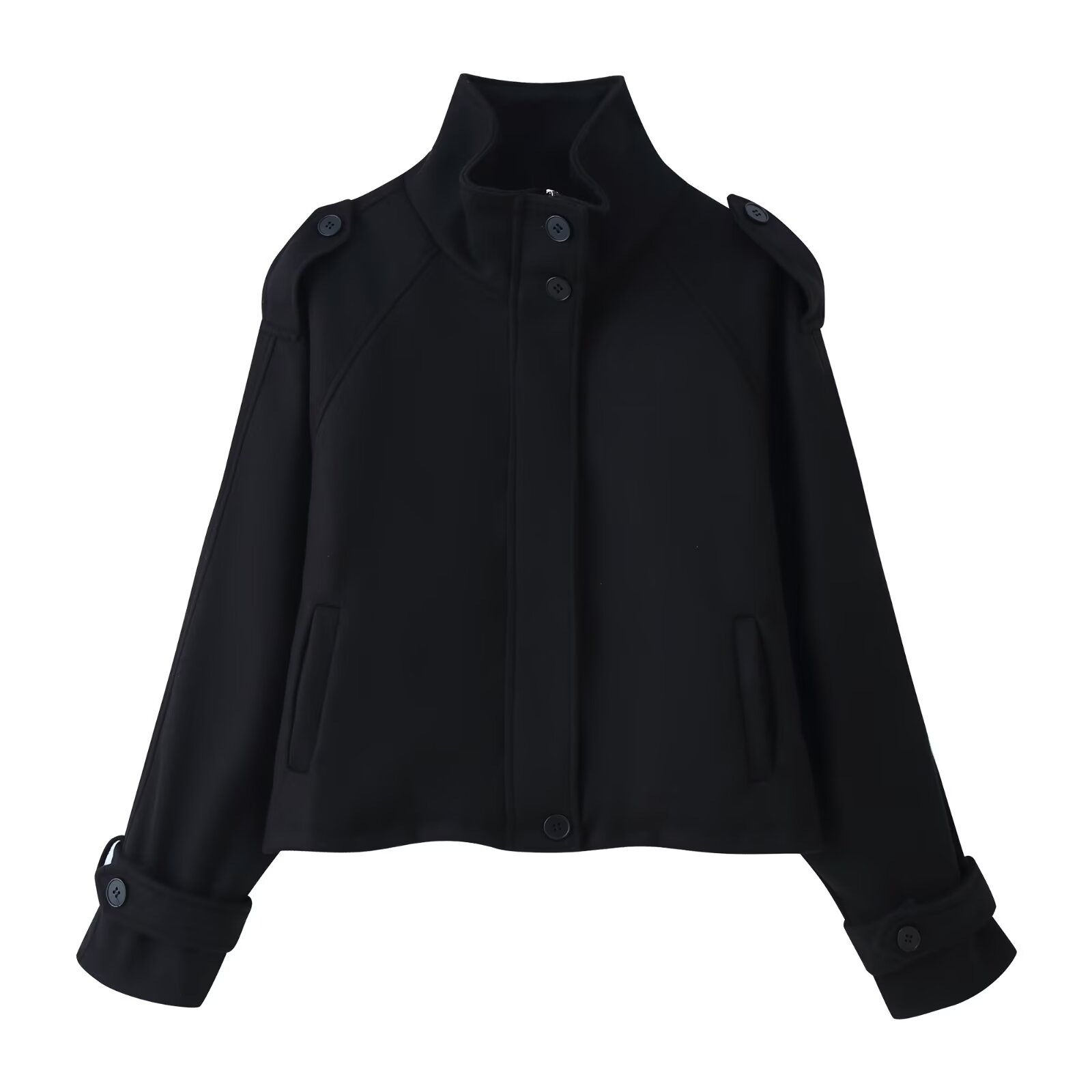 Women's Loose Stand Collar Button-Up Jacket