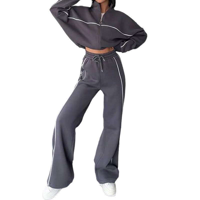 Women's Casual Striped Two-Piece Sweatsuit Set
