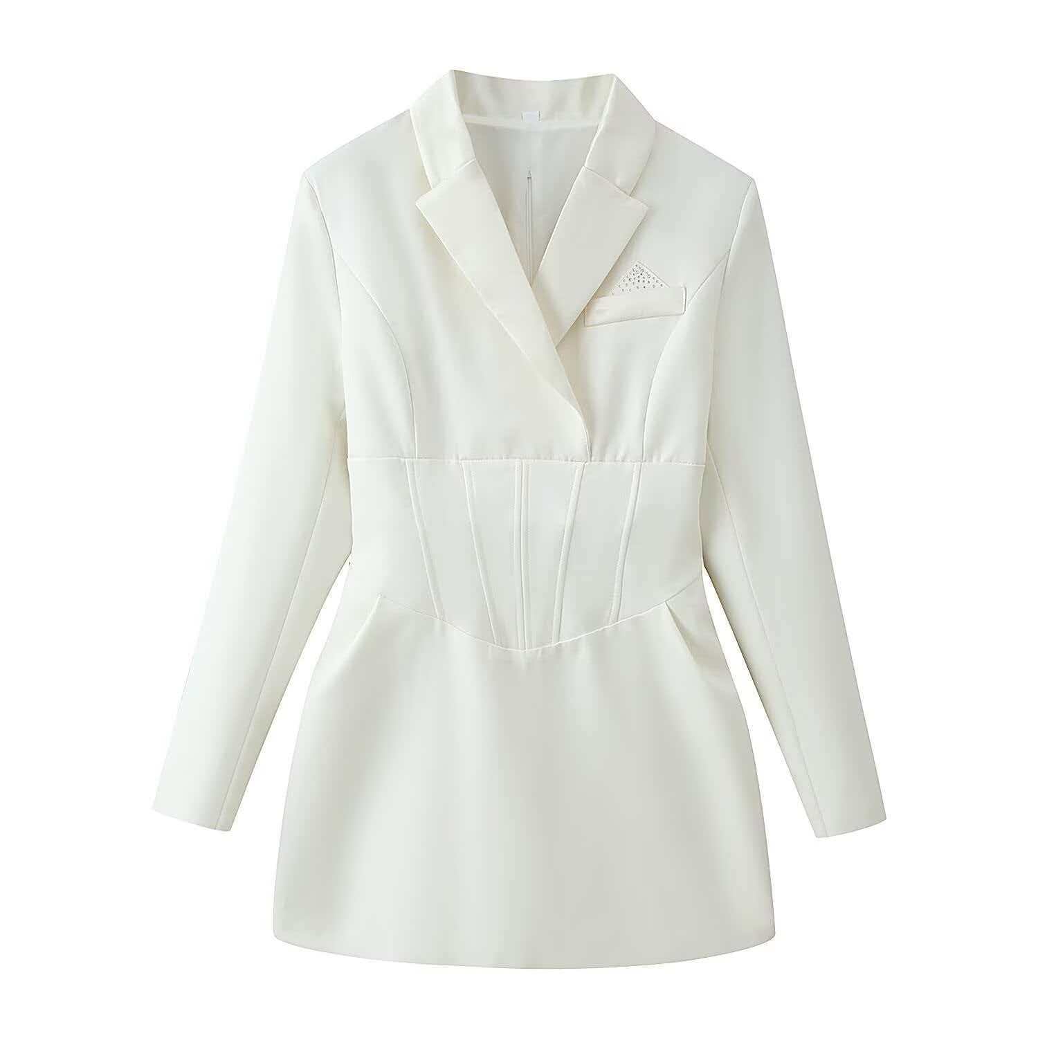 Women's Slimming Rhinestone Blazer Dress with Waist Detail