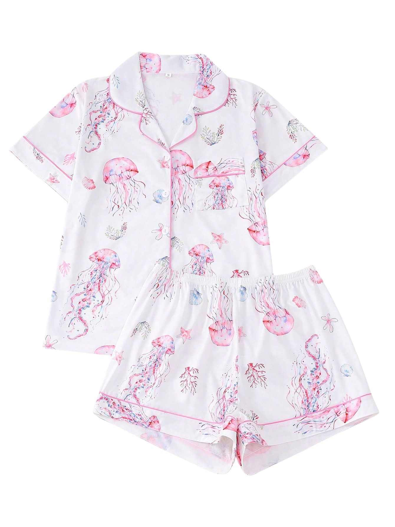 Women's Summer Hawaiian Print Short Sleeve Shirt Set