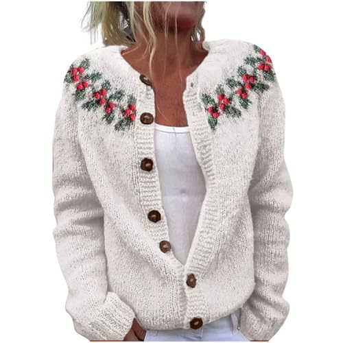Women's Floral Leaf Print Button Cardigan Sweater