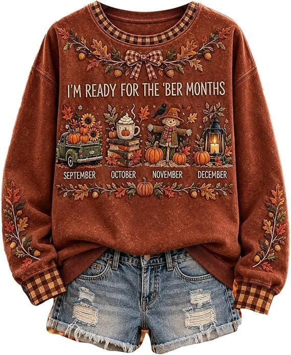 Evil Pumpkin Smiley Face Print Crewneck Long Sleeve Pullover Sweatshirt
