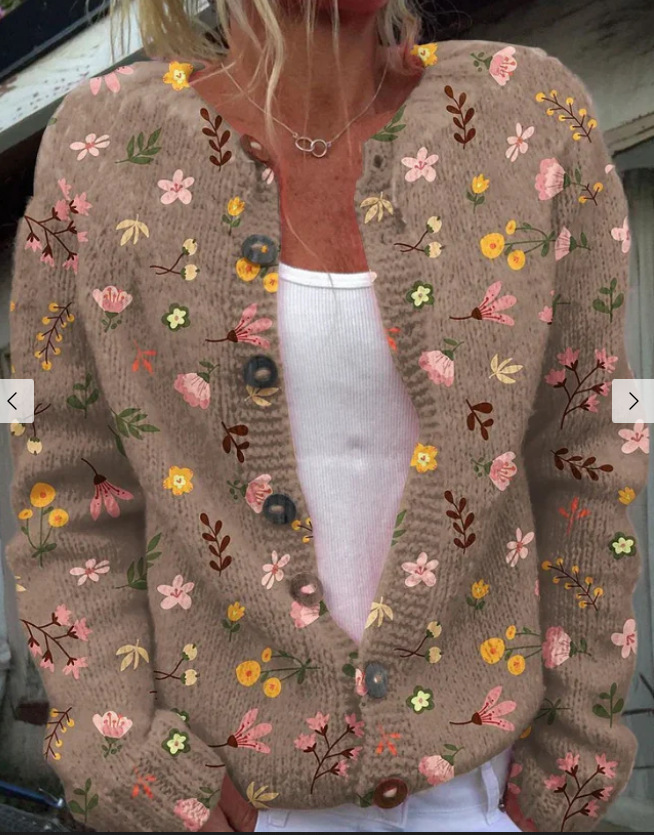 Women's Floral Print Button Cardigan Sweater