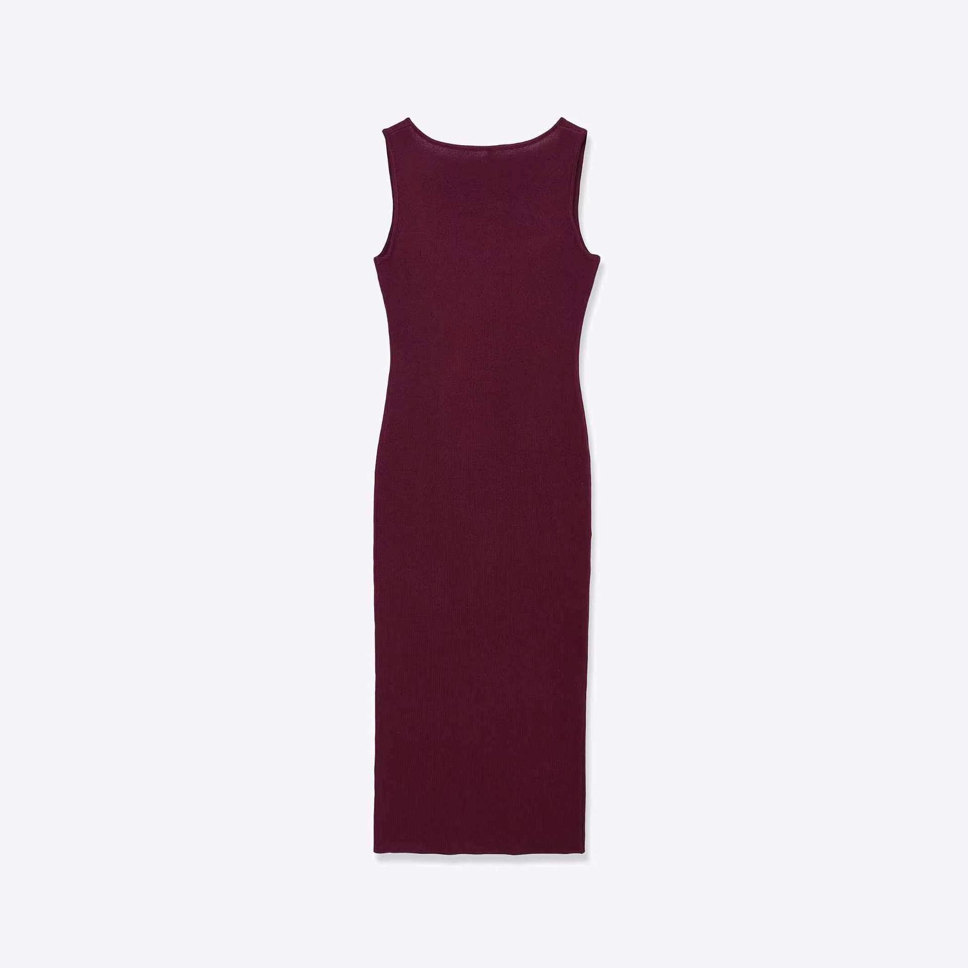 Wine Red Knit Sleeveless Bodycon Midi Dress