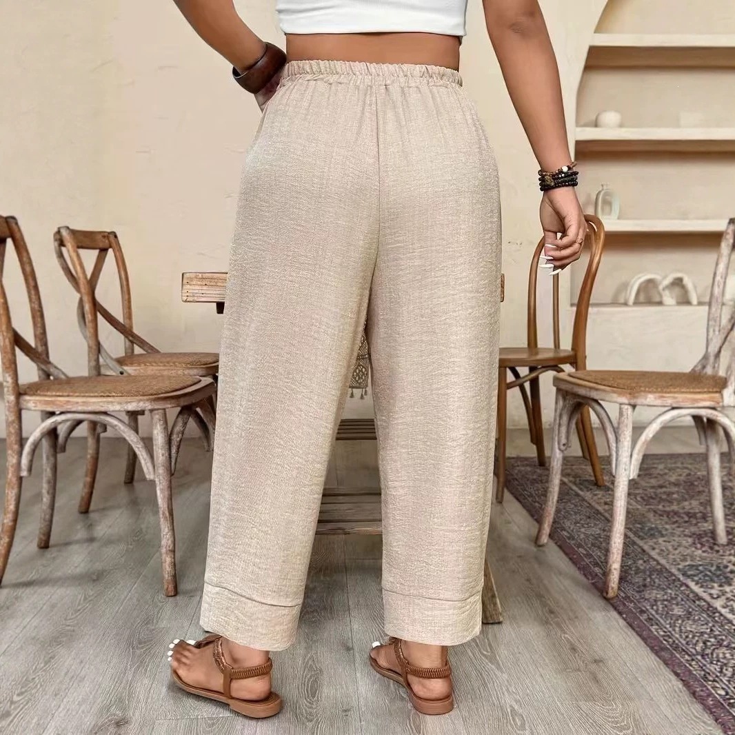 Women's Casual Loose Carrot Pants Plus Size Solid Color