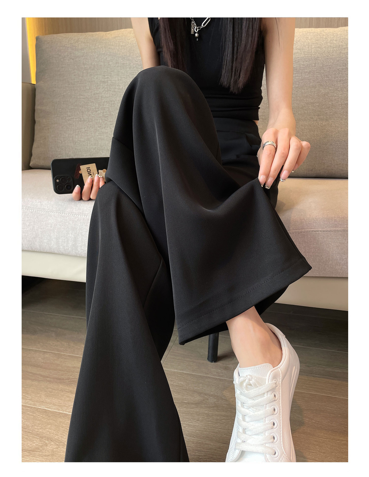 Women's High-Waist Wide-Leg Pants Straight-Leg Slimming Casual