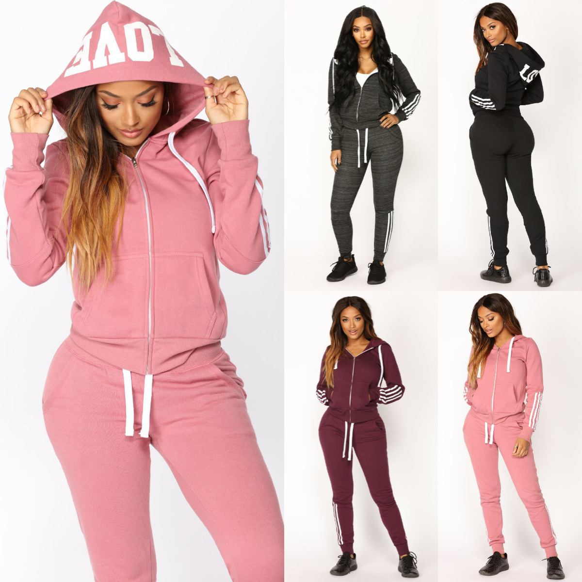 Women's Long Sleeve Sweatshirt and Pants Tracksuit Set