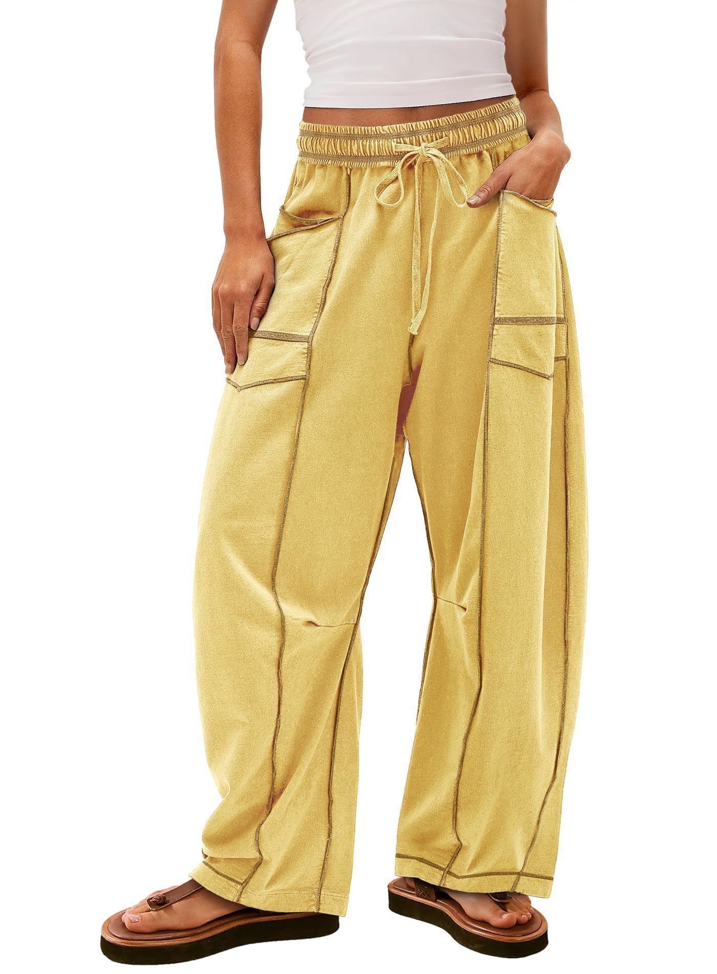 Relaxed Wide-Leg Drawstring Waist Sweatpants
