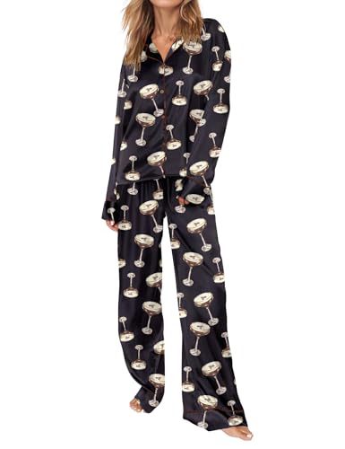Women's Cuban Collar Print Long Sleeve Shirt Set
