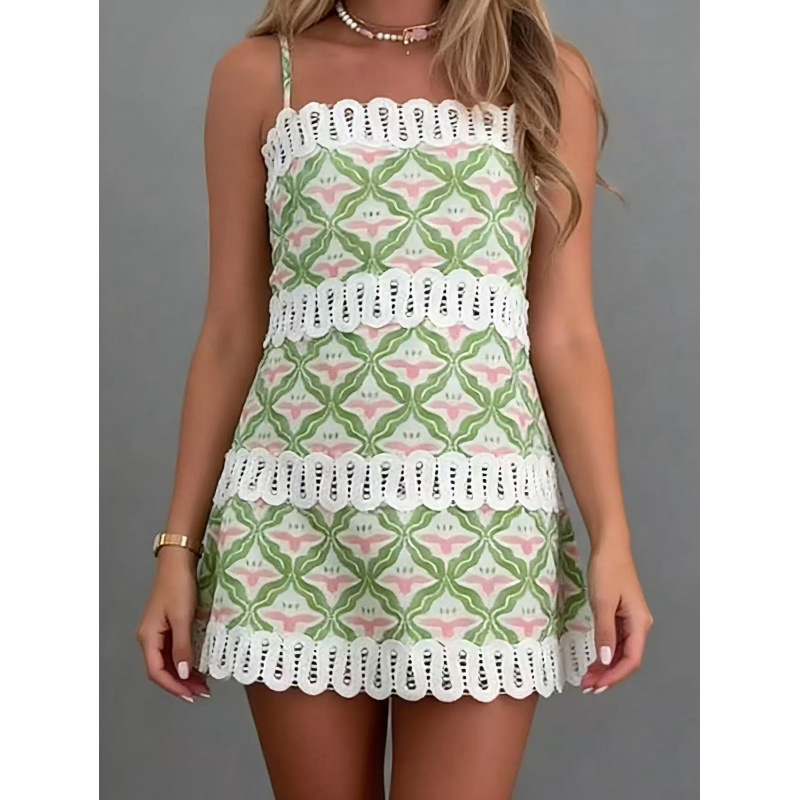 Lace Trim Strapless Linen Midi Dress