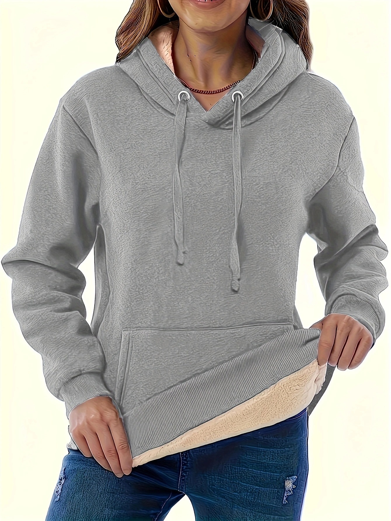 Women's Warm Hooded Pullover Sweatshirt with Pockets