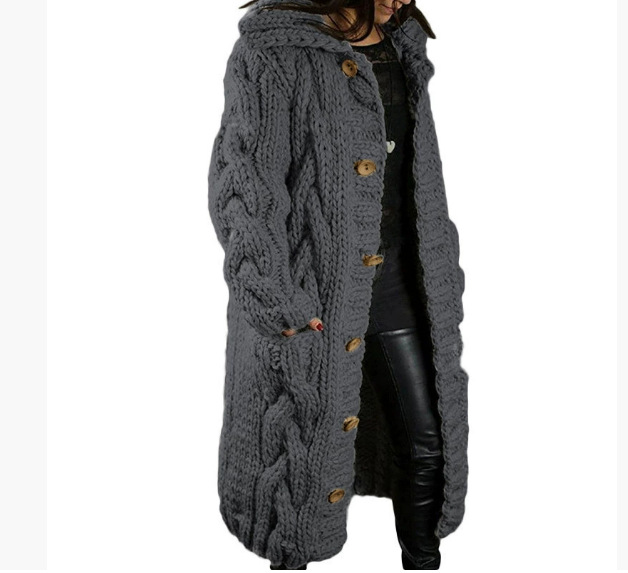 Women's Plus Size Open-Front Cardigan Sweater Long Knit Coat with Pockets