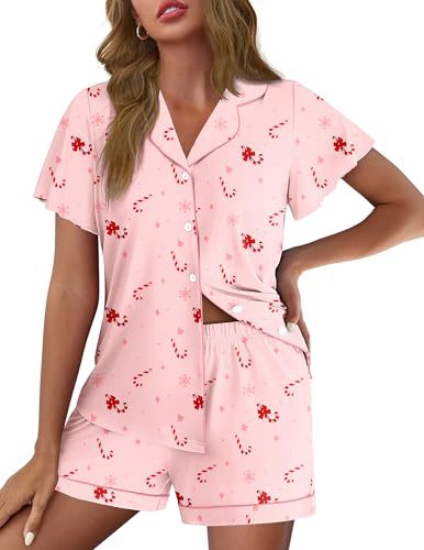 Women's Cuban Collar Polka Dot Leopard Print Short Sleeve Loungewear Set
