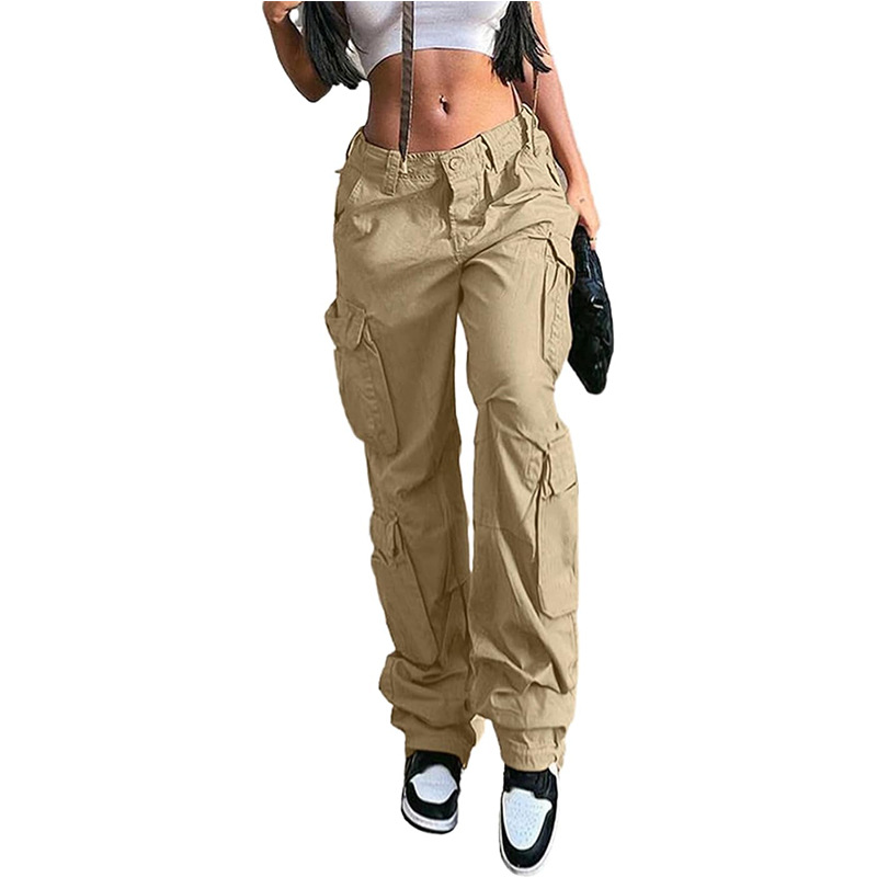 High-Waist Wide-Leg Cargo Pants with Eight Pockets