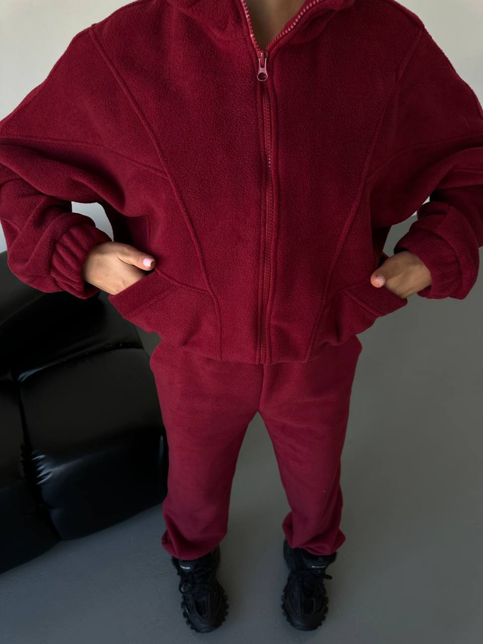 Women's Fleece Hooded Cardigan and Pants Set Long Sleeve Casual