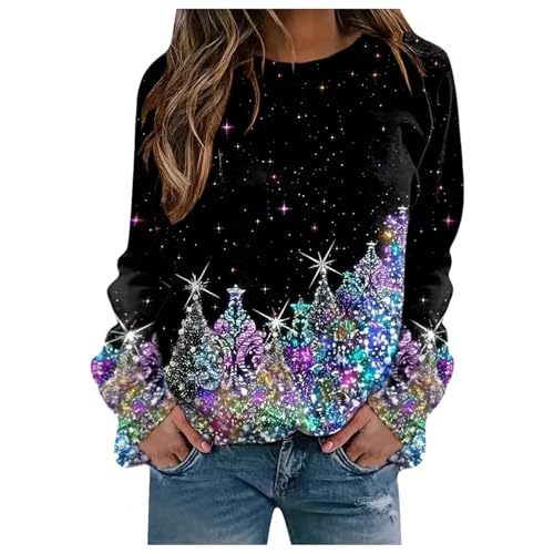 Women's Castle Wine Glass Music Note Print Crewneck Sweatshirt