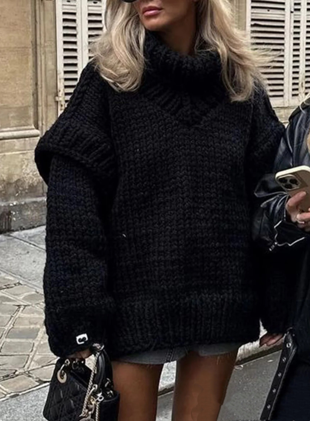 Fluffy Long Sleeve Turtleneck Pullover Sweater
