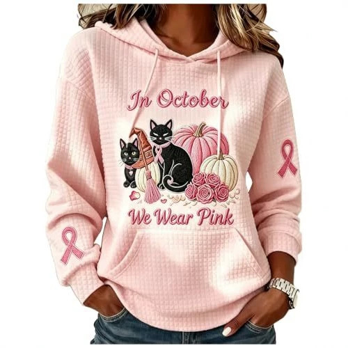 Cat Halloween Pumpkin Letter Ribbon 3D Print Hoodie Top