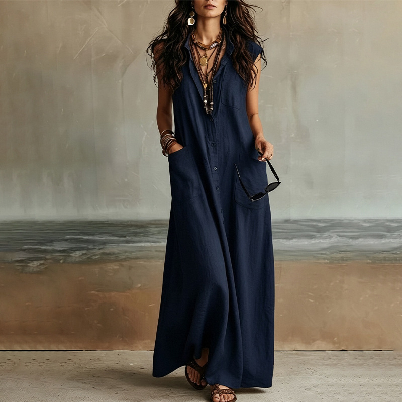 Women's Off-Shoulder Boho Shirt Dress Loose A-Line High Waist