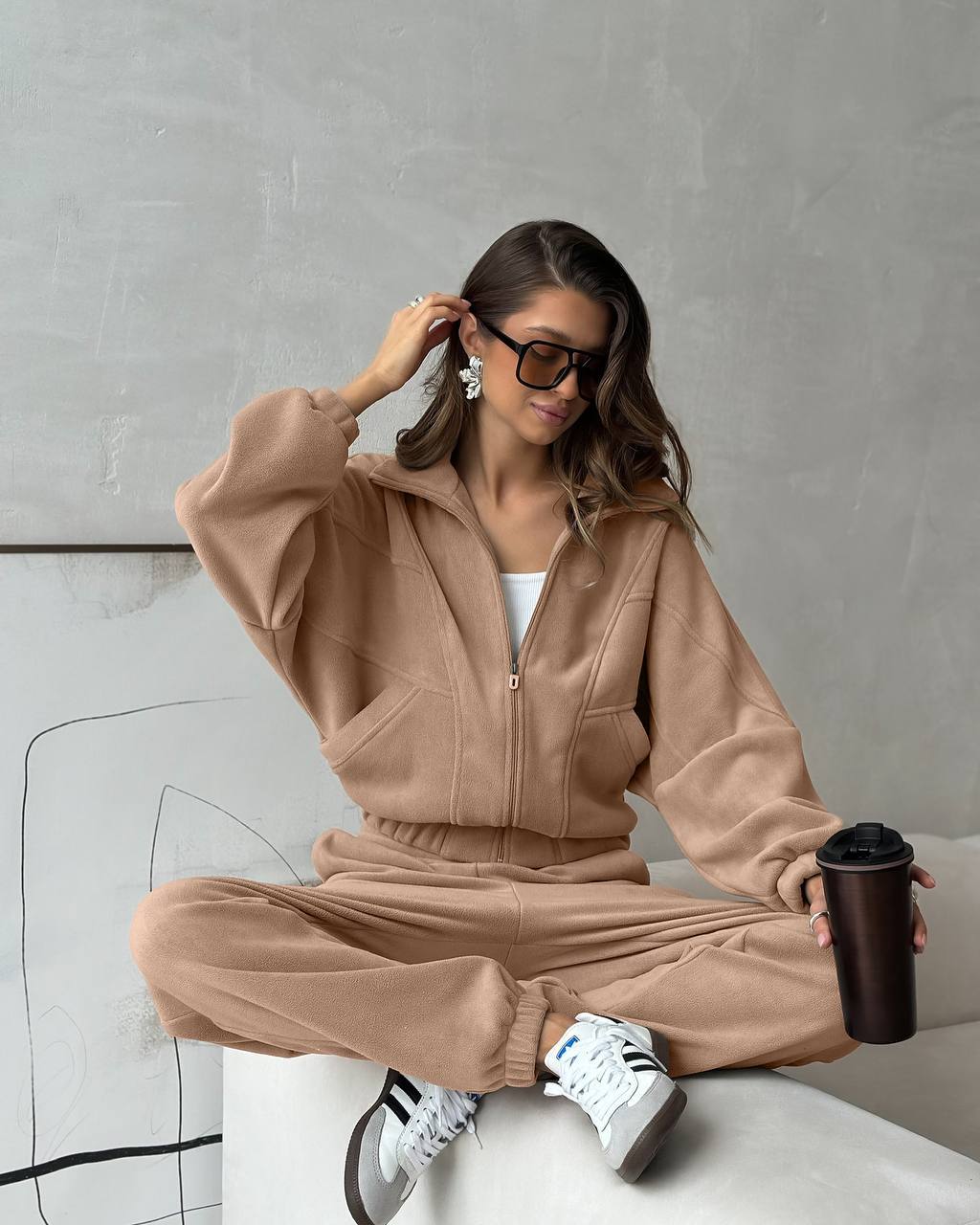 Women's Long Sleeve Open Front Cardigan and Pants Set Casual Sporty Two-Piece Outfit