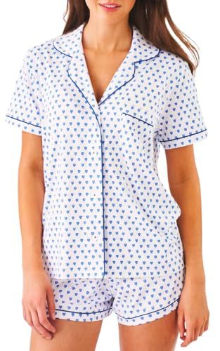 Women's Cuban Collar Polka Dot Print Short Sleeve Top Set