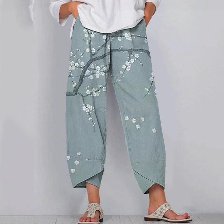 Women's Floral Print Cropped Jogger Pants Casual Multicolor