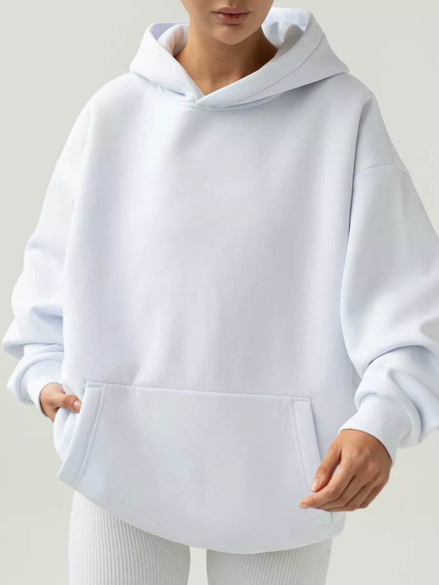 Women's Long-Sleeve Hooded Pullover Sweatshirt Loose Casual Top