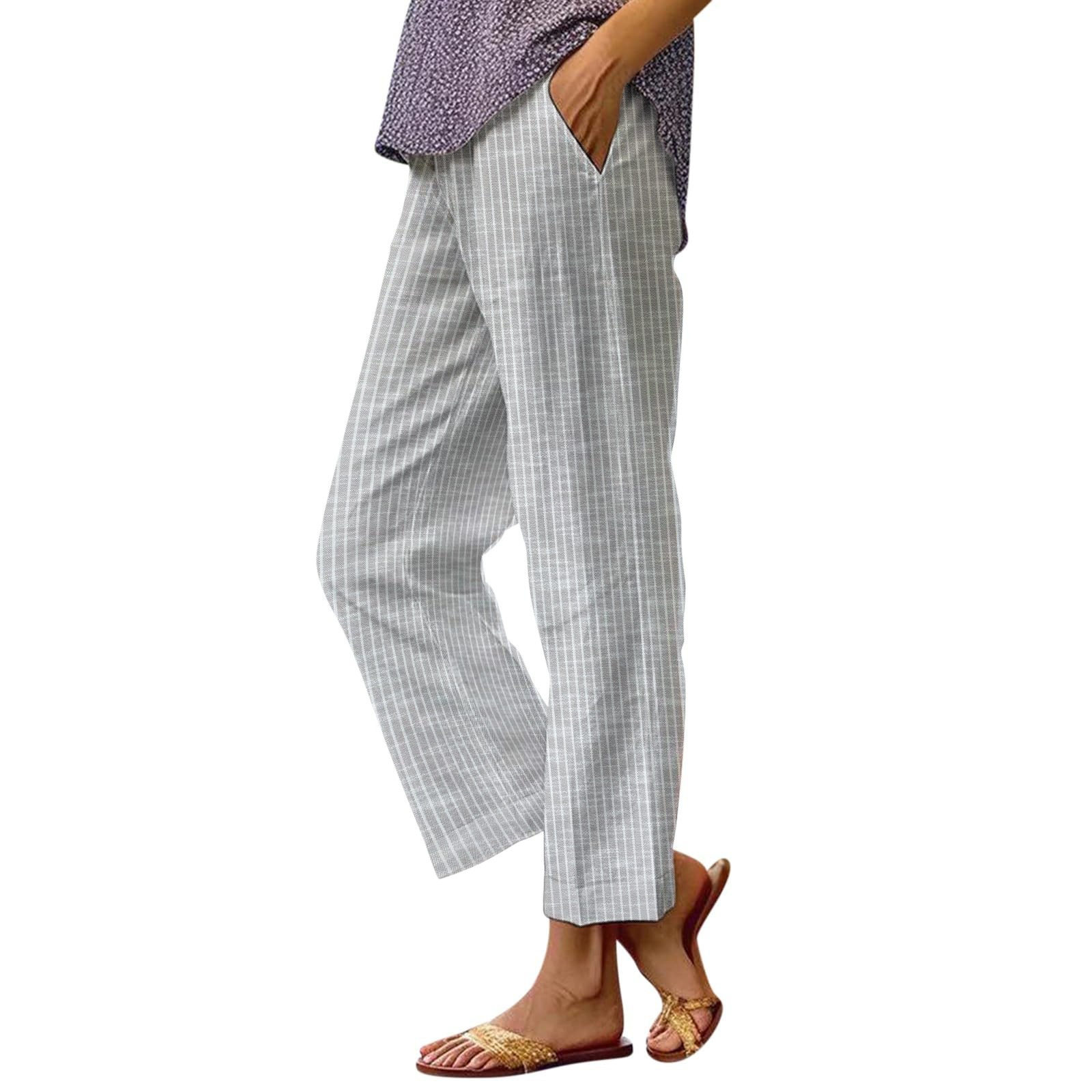 Women's Floral Print Straight-Leg Casual Pants Light Color