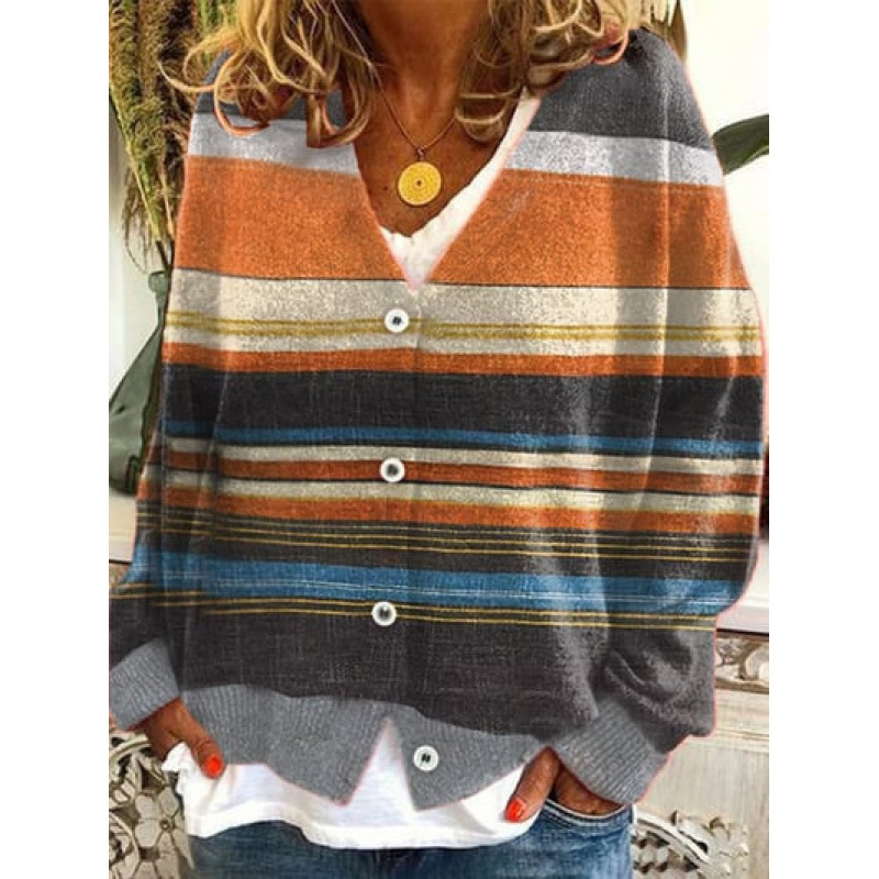 Christmas Abstract Print Casual Cloak Cardigan