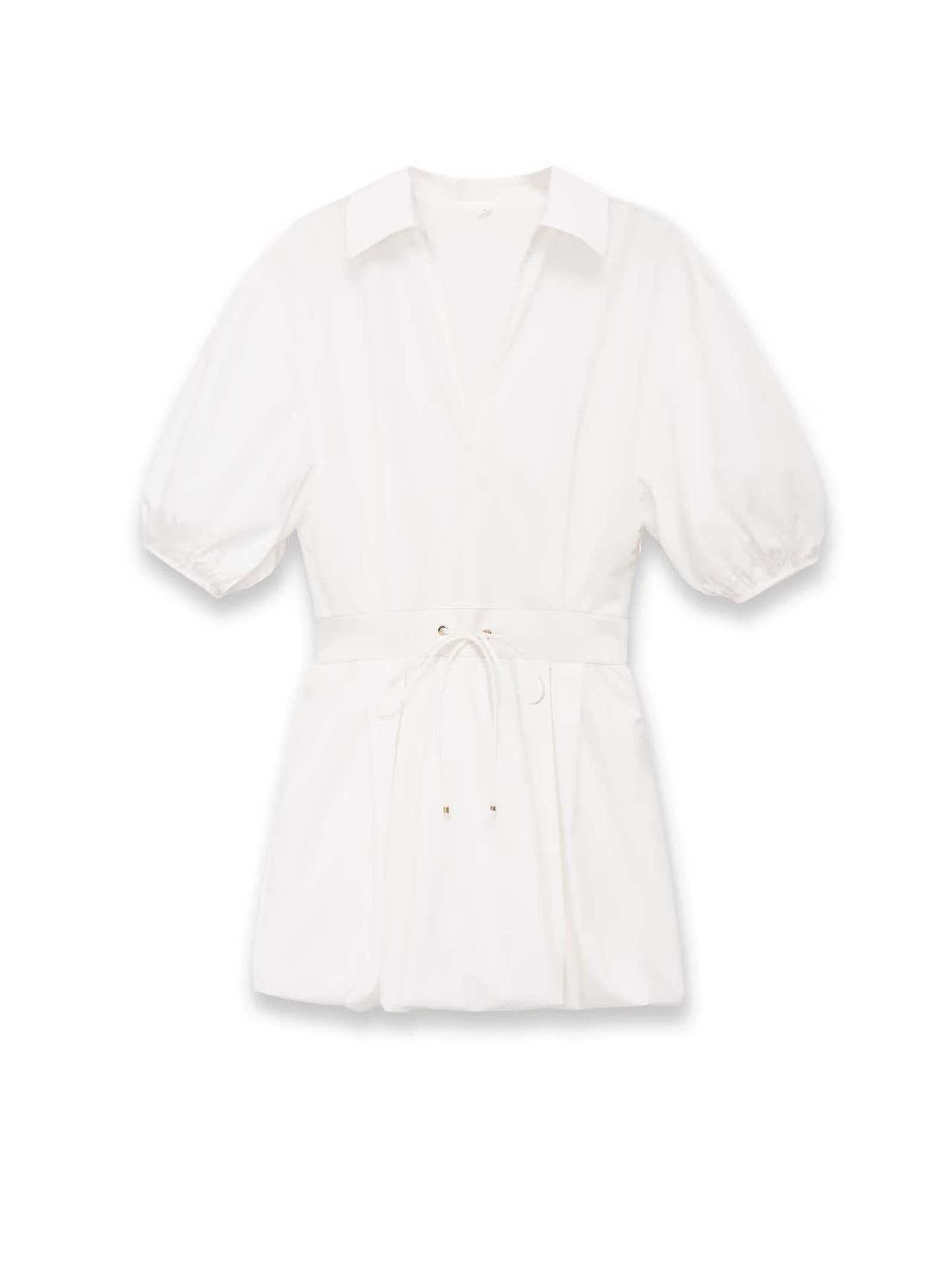 Minimalist V-Neck Poplin Mini Dress