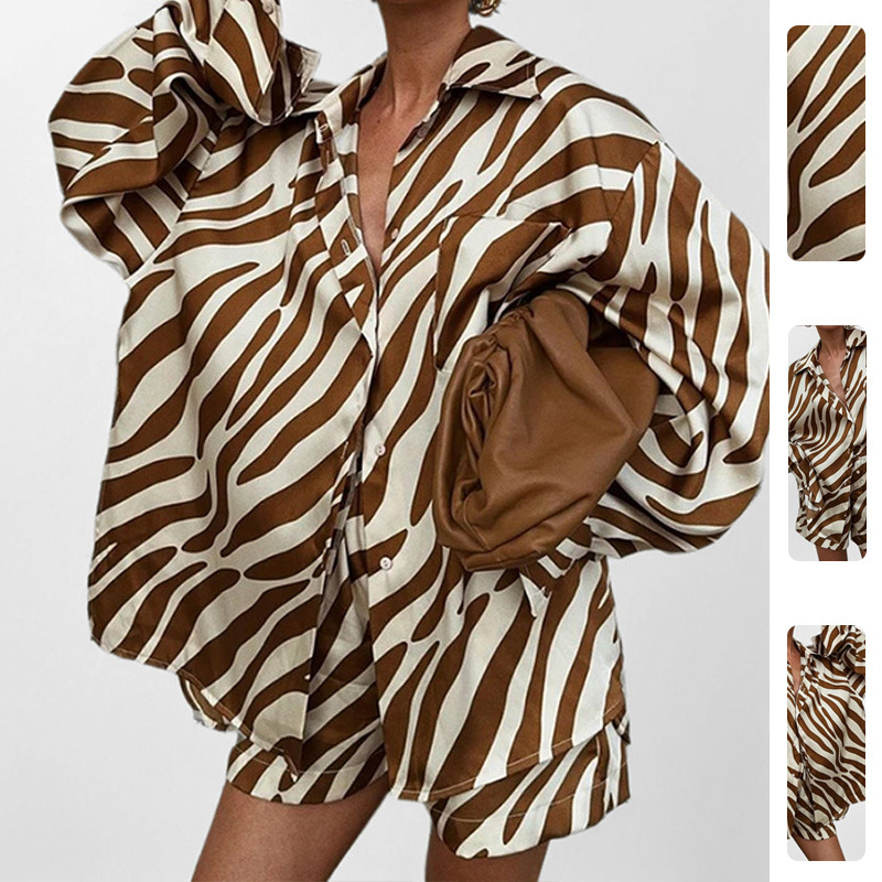 Women's Printed Shirt & Shorts Two-Piece Set