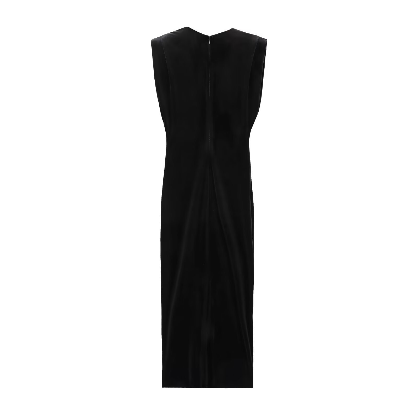Women's Velvet A-Line Dress with Button Accents and V-Neck
