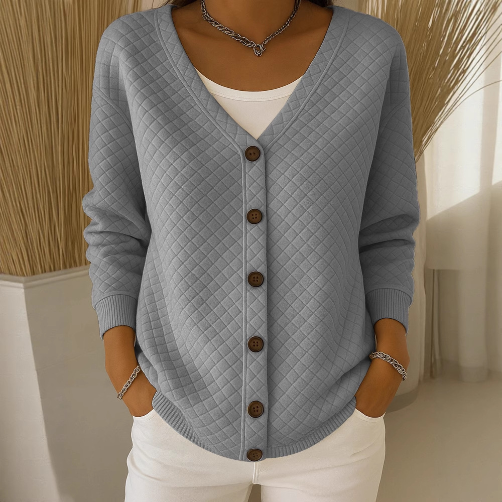 Women's Plaid Long Sleeve Cardigan Knit Sweatshirt Jacket