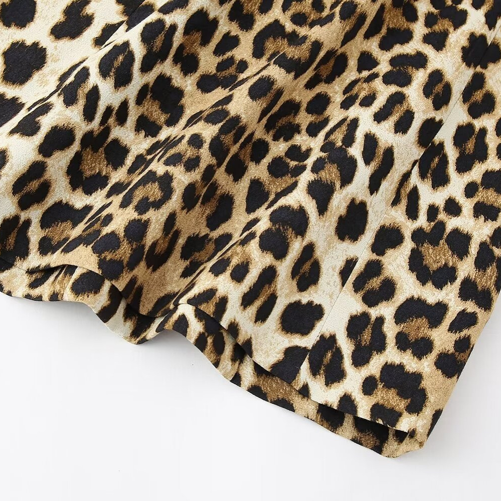 Animal Print A-Line Dress with Off-Shoulder Neckline