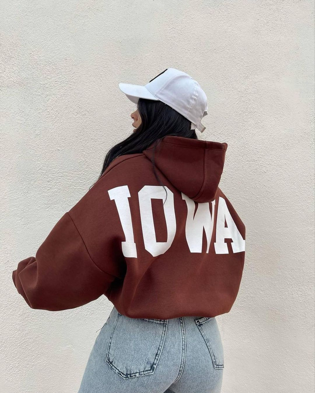 Fleece-Lined Hooded Graphic Cropped Sweatshirt for Women