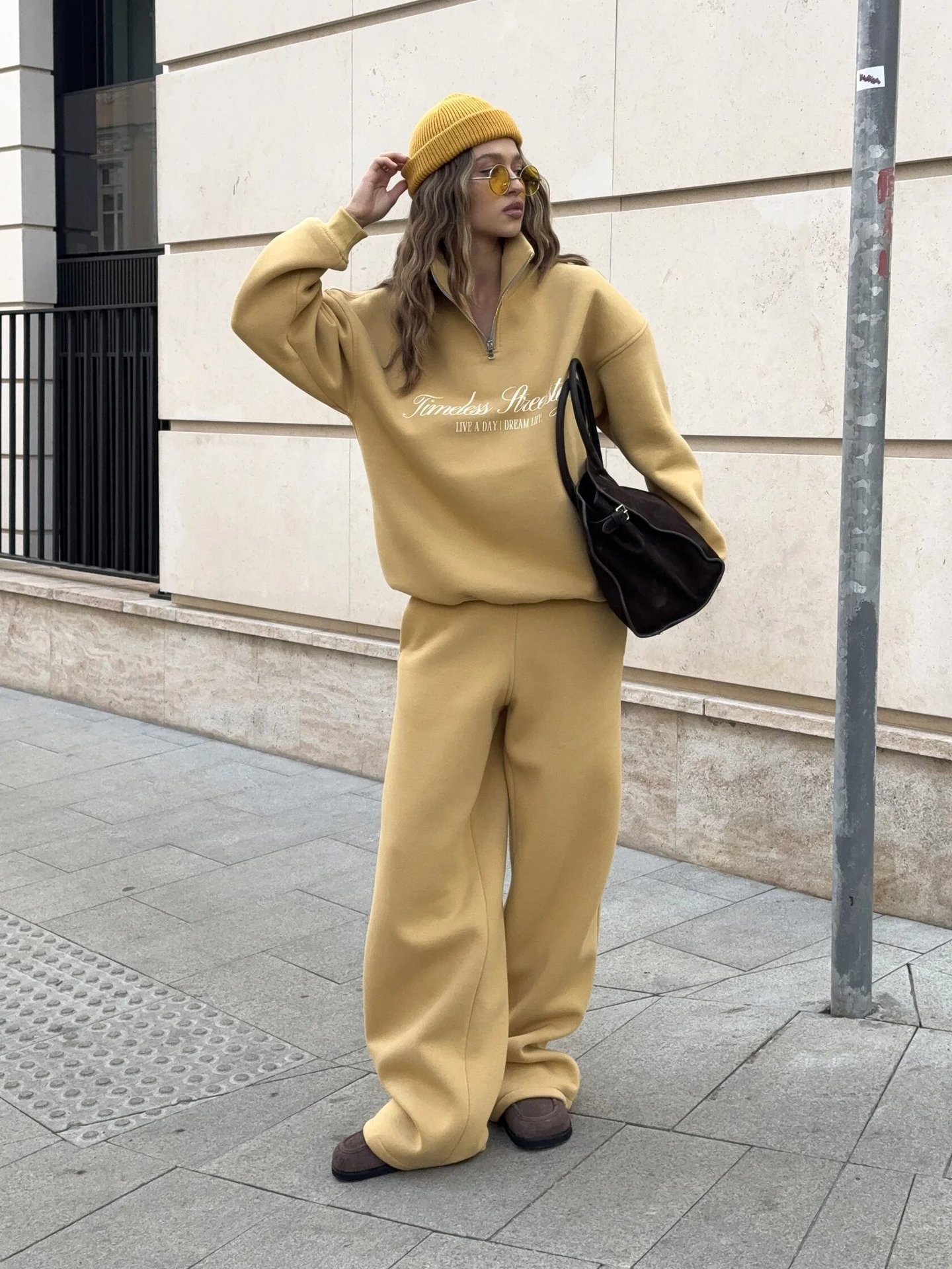 Letter Print Long Sleeve Hoodie and Pants Casual Two-Piece Set Oversize Pullover Sweatsuit