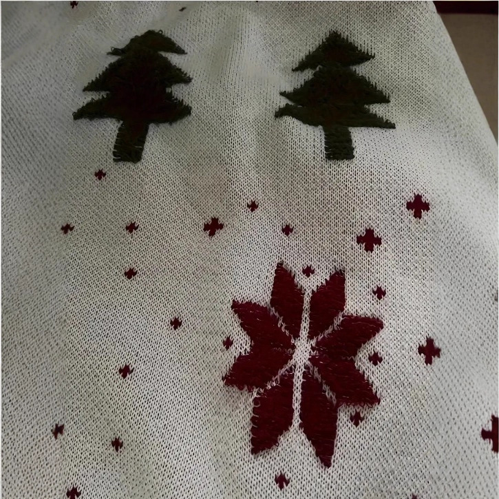 Snowflake Christmas Tree Print Crewneck Knit Sweater