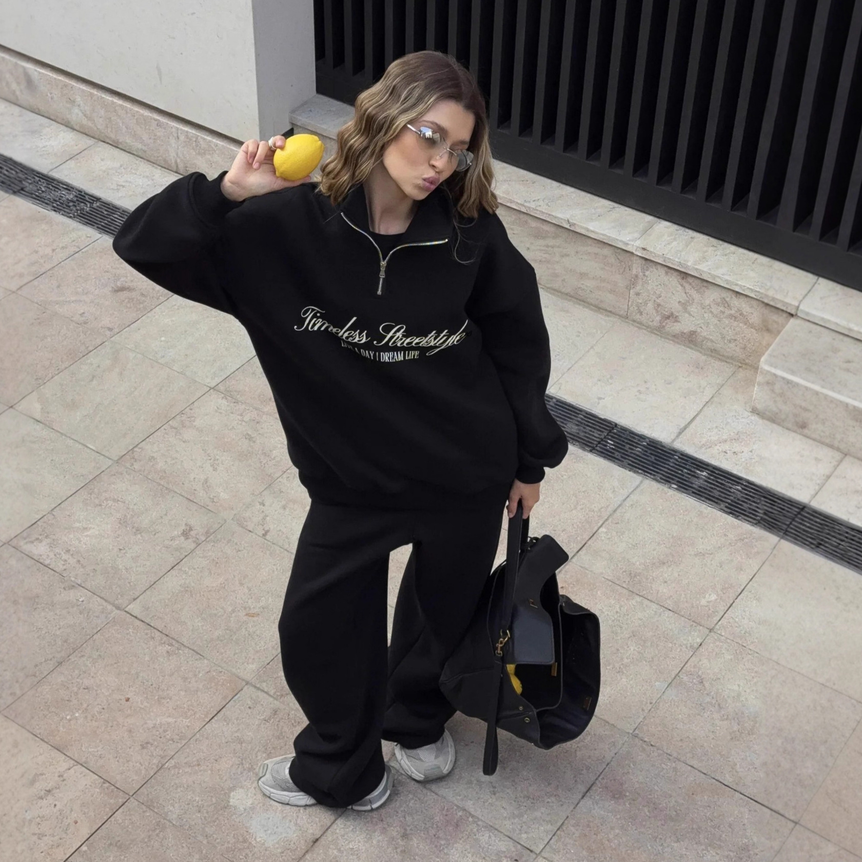 Letter Print Long Sleeve Hoodie and Pants Casual Two-Piece Set Oversize Pullover Sweatsuit