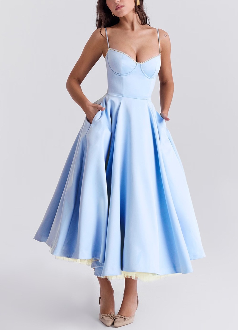 Sexy V-Neck Open-Back Sleeveless High-Waist Bubble Dress