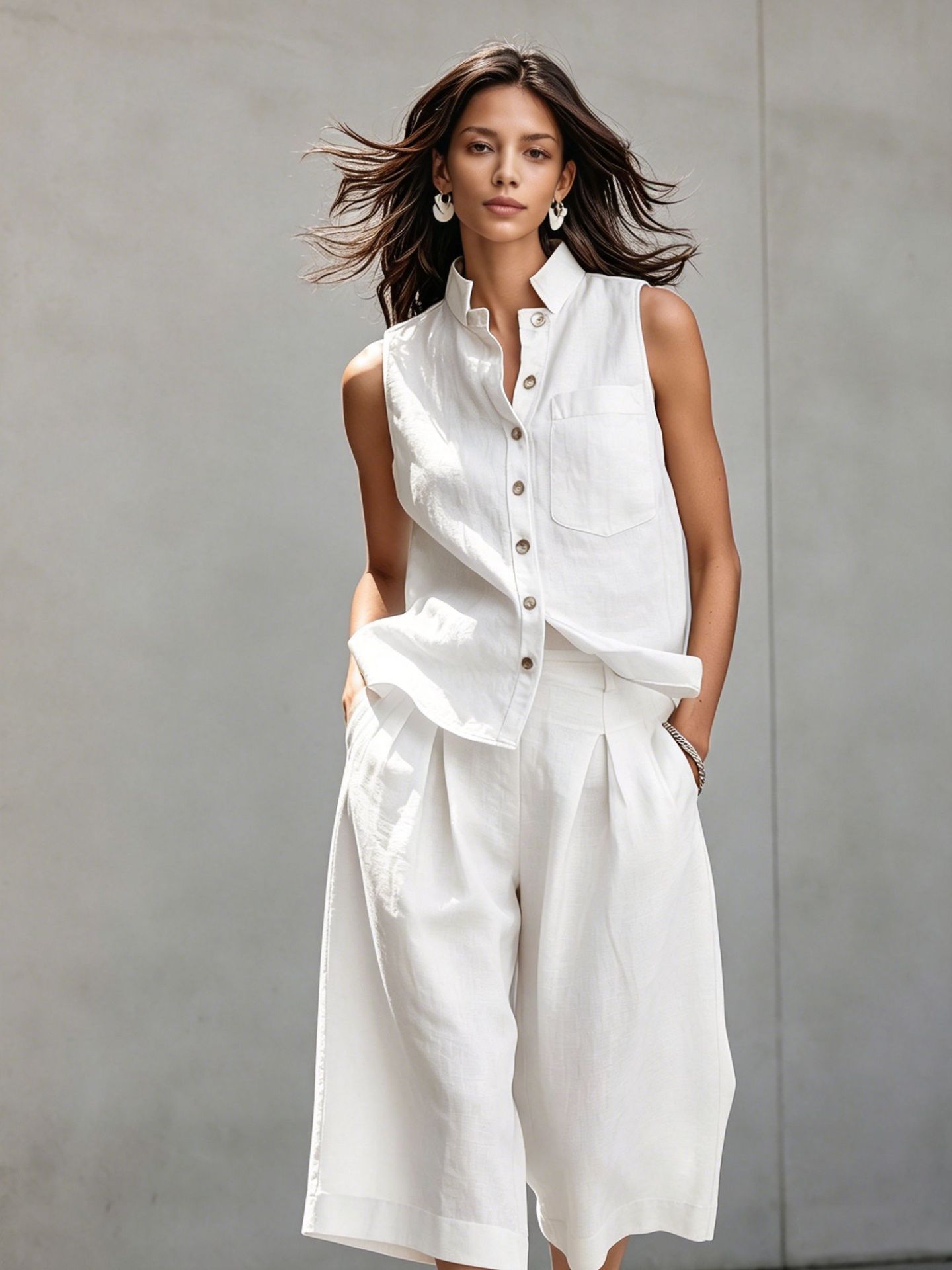 Women's Sleeveless Vest Top Fashion Set